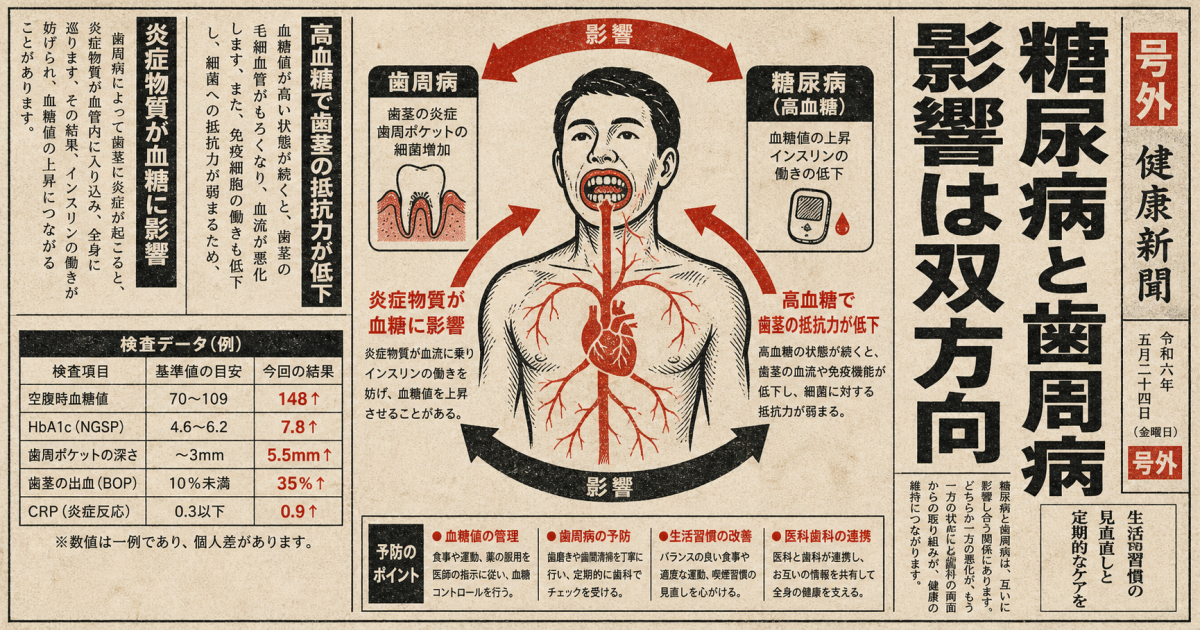 糖尿病と歯周病が互いに悪化させ合う医学的メカニズム