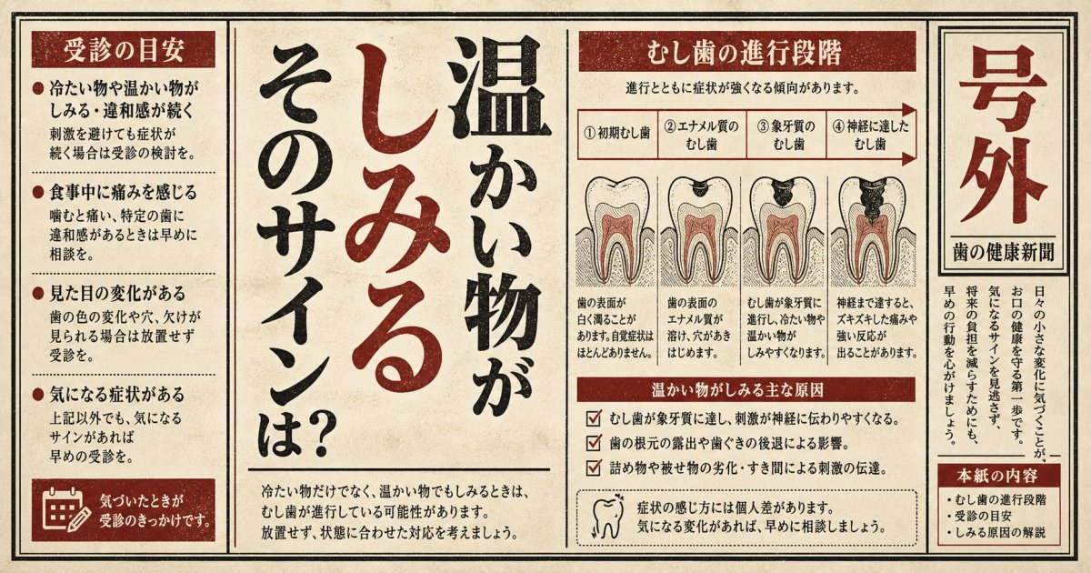 温かい物がしみるなら危険？むし歯放置のリスクと受診の目安